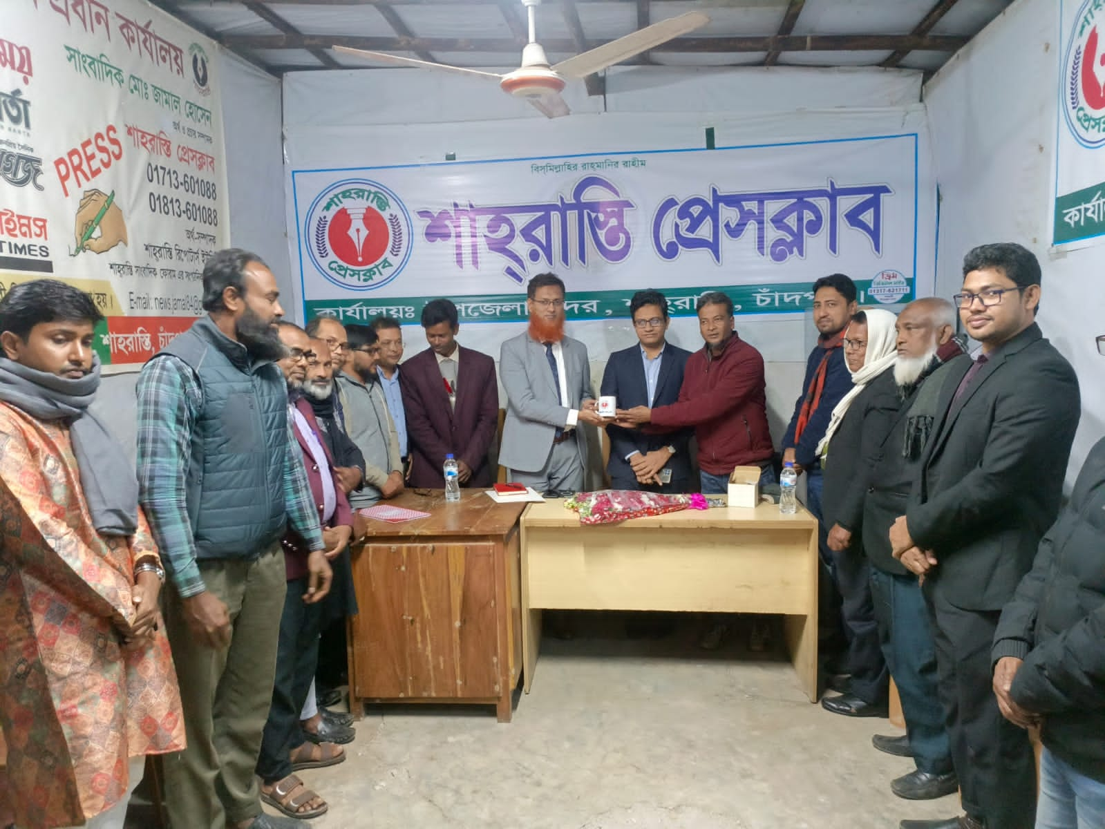 চাঁদপুর শাহরাস্তি প্রেসক্লাব পরিদর্শনে পররাষ্ট্র উপদেষ্টার মুখ্য সচিব সামিউল মাসুদ।